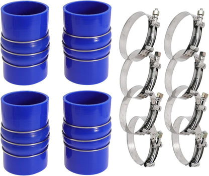 3.5 Inch Silicone Charge Air Cooler Hump Hose Boot Set 3 1/2 x 6 3/8 Inch with T Bolt Clamp Blue 2PC