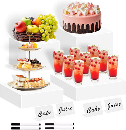 frtzal 6PCS Food Risers for Buffet Table Display Stand for Catering Dessert Matte black Cube Boxes Nesting Risers with Hollow Bottoms (Transparent, M-6,7,7.5.8,9,10)