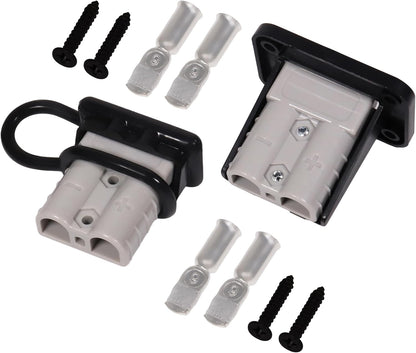 50A 600V Battery Quick Connect Disconnect Set 6-12AWG Battery Cable Connector Fit for 6/8/10/12 Gauge Connect and Disconnect Plug Connector with Protect Cover and Screws