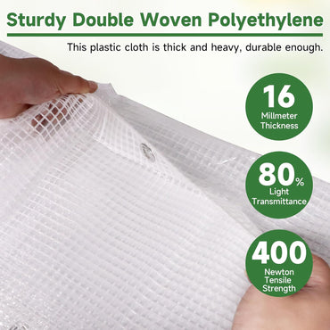16Mil Greenhouse Cover, 14x18 FT Clear Heavy Duty Greenhouse Tarp, UV Resistant Waterproof Green House Plastic Covering with Grommets for Garden, Farms, Nursery (Cover-GRH-16X20FT)
