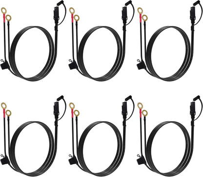 3.3FT 18AWG SAE Extension Cable, Battery Charger Cord 18 AWG, 2 Pin Quick Disconnect SAE to O Ring Terminal Harness Extension Cord for Solar Batteries Cars Motorcycles, 6pcs