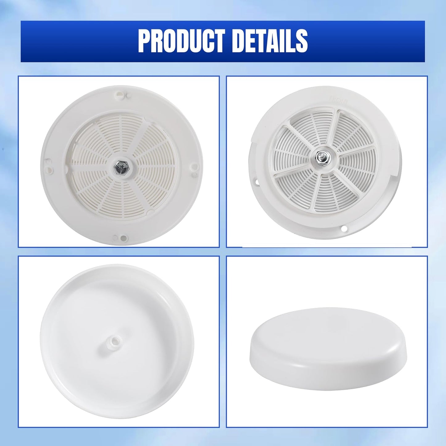1 Pack RV Roof Mushroom Vent with 2Pcs Water Guard Cap Cover for RV Homes Campers Trailers Keystone Motor
