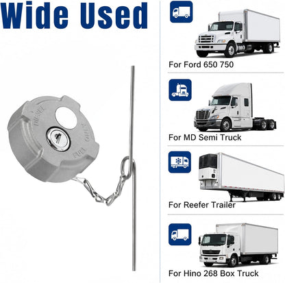 1 Pack 2 1/4" Locking Fuel Cap Replace FTA-C02 FTA-N-04 FTA-N6-16 for Ford 650 750 for MD Semi Trucks for Reefer Trailer for Hino 268 Box Truck