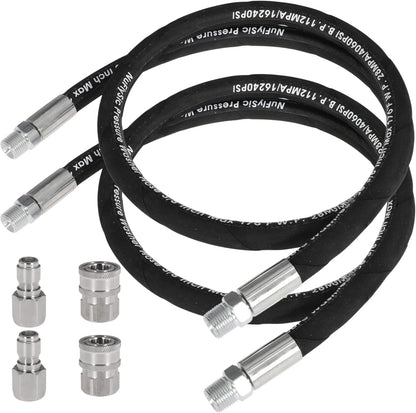 Pressure Washer Whip Hose Power Washer Jumper Hose for Pressure Washing with Steel Connector 3/8 Inch NPT Quick Connect Plug Hose Reel Connector Hose, 4000 PSI, 10FT, 1PCS
