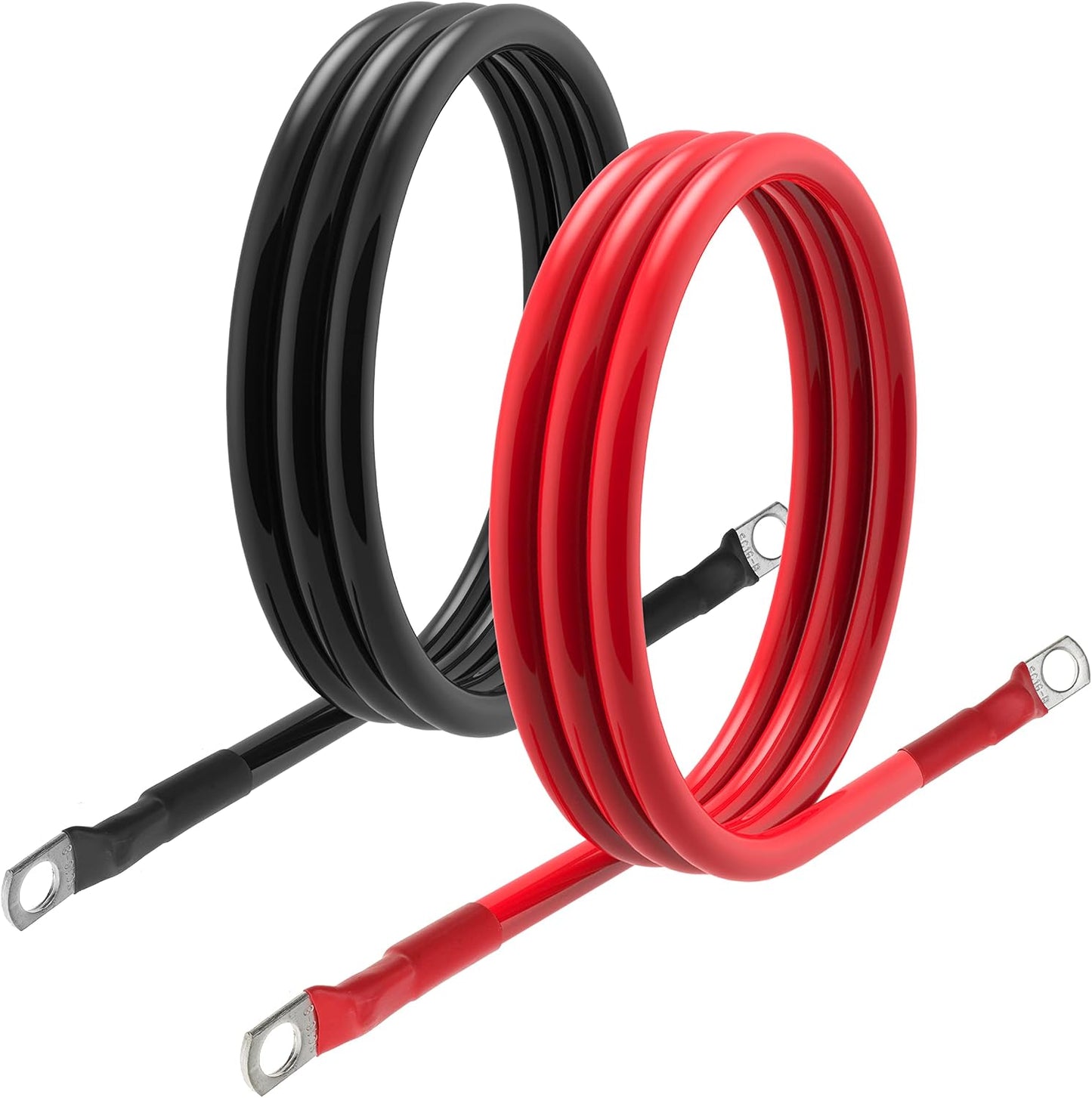 6 AWG Battery Cable 6 Gauge Battery Wires with 5/16 terminals Power Inverter Cables for Solar Boat Marine RV Car (5FT, with 6 AWG 5/16" Lugs)