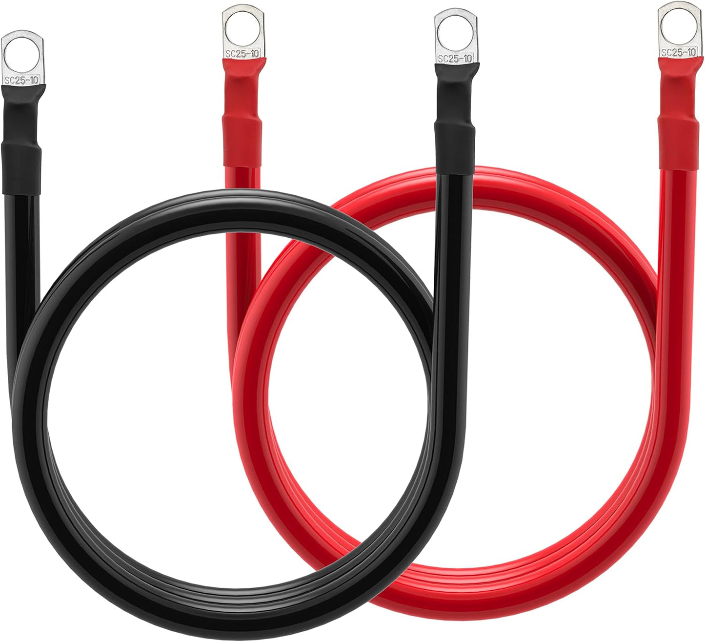 4 AWG Battery Cable 4 Gauge Battery Wires with 3/8 terminals Power Inverter Cables for Solar Boat Marine RV Car (4FT, 1 red+1 black cable)