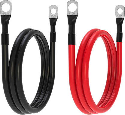 5 AWG Battery Cables 5 Gauge Power Inverter Cables with 3/8 Inch and 5/16 Inch Lugs Each End for Solar Marine Boat Vessel RV Car SUV Truck Tractor Motorcycle 2pcs (10FT, 5 AWG)