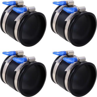 2 Pack 4 Inch Dust Control Flex Cuff with Adjustable Hose Clamps, Rubber Connector Rubber Cuff Coupler for Woodworking Dust Collection Fittings