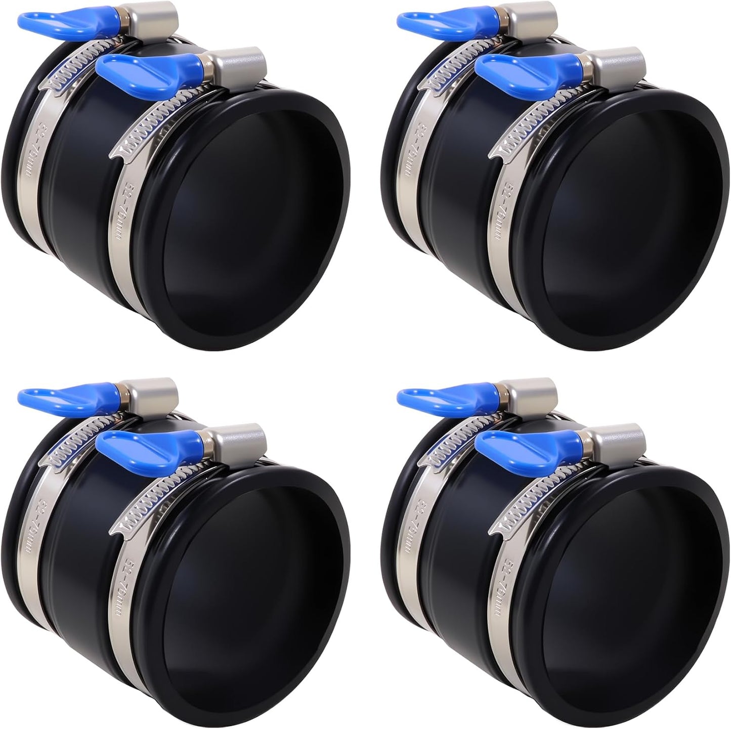 2 Pack 6" Dust Control Flex Cuff with Adjustable Hose Clamps, Rubber Connector Rubber Cuff Coupler for Woodworking Dust Collection Fittings