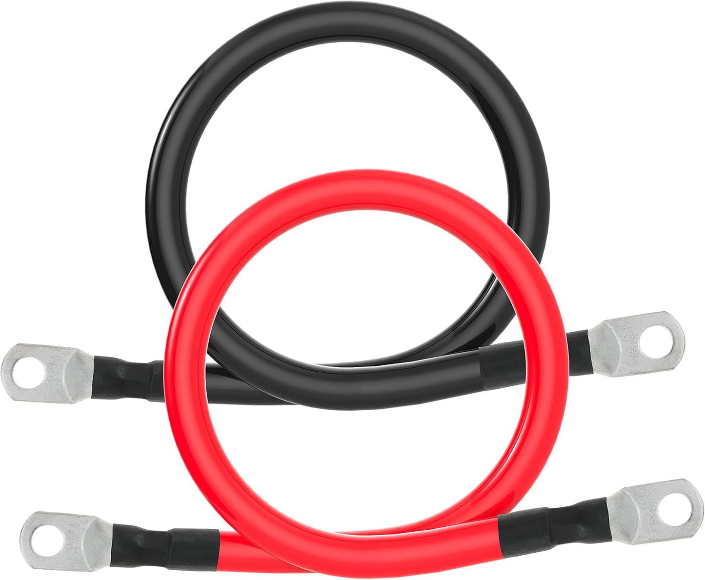 1/0 AWG Gauge Battery Cable Power Inverter Cables with 3/8 Inch lugs for Solar Marine RV Car Truck Tractor Motorcycle 2pcs (2FT)