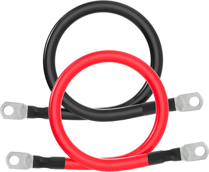 1/0 AWG Gauge Battery Cable Power Inverter Cables with 3/8 Inch lugs for Solar Marine RV Car Truck Tractor Motorcycle 2pcs (2FT)