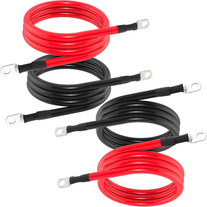 6FT 4 AWG Battery Cable 4 Gauge Battery Cables 4AWG 6 FT Battery Inverter Wires Cables with 3/8 inch Lugs for Solar Power Inverters, RVs, Campers, Travel Trailers, Cars, 2 Pairs