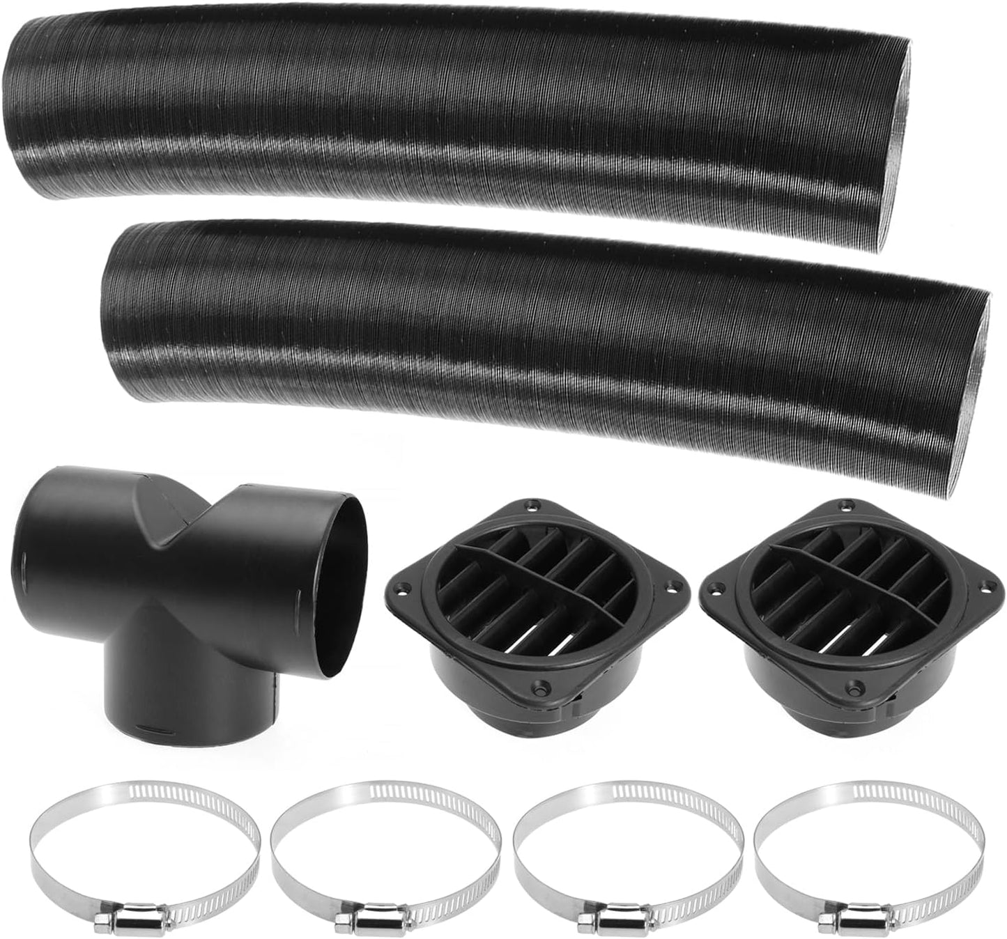 75mm Diesel Heater Pipe Duct Vent Kit with Warm Air Outlet for Webasto for Eberspacher 2KW 5KW 8KW Diesel Parking Heaters (T-shape)