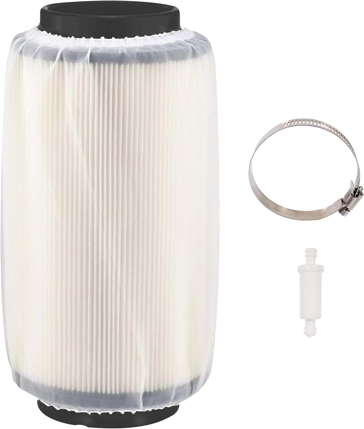 7080595 Air Filter 5811633 Air Preclean Sleeve 2530009 Fuel Filter with Clamp for Polaris Scrambler Magnum 325 500 Sportsman 335 400 500 550 570 700 850 (Set of 1)