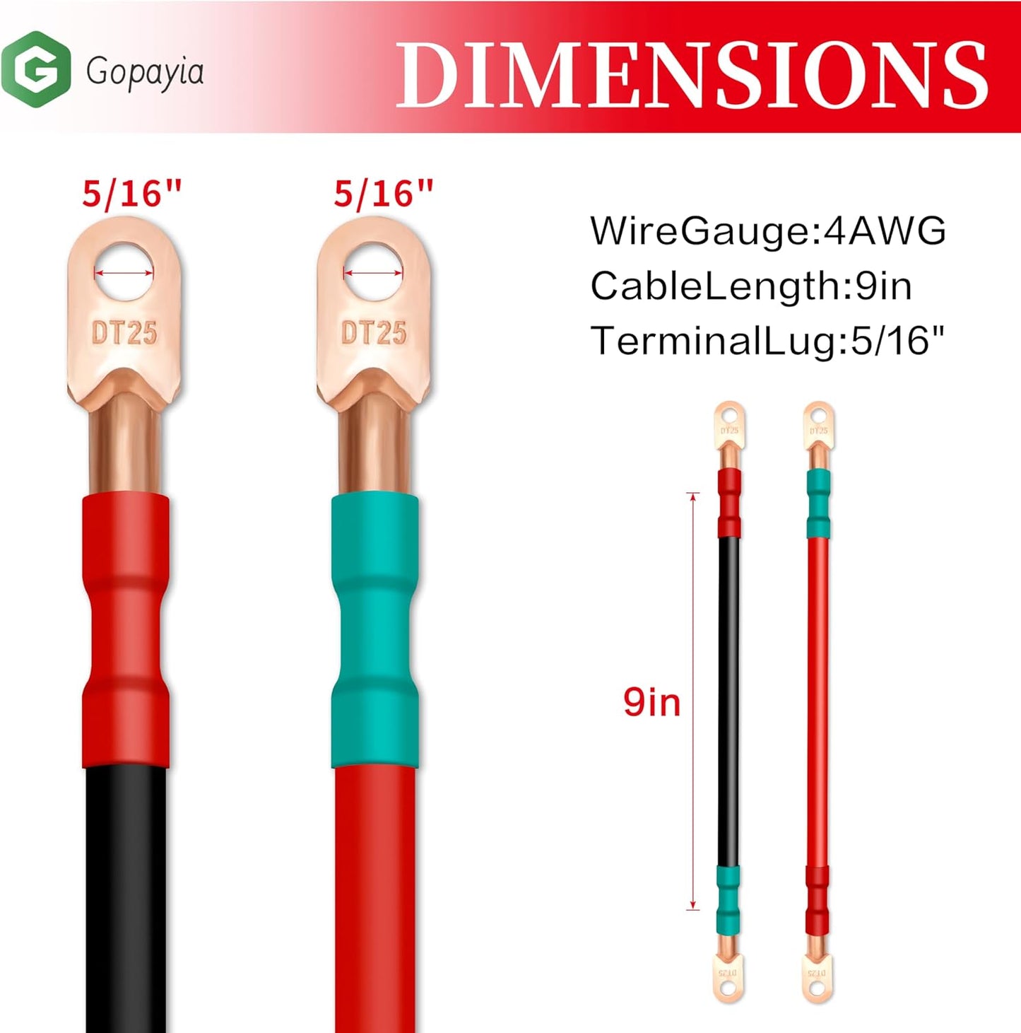 4 AWG Golf Cart Battery Cables for EZGO TXT 1994-UP 36V/48V 4 Gauge Pure Copper Wire