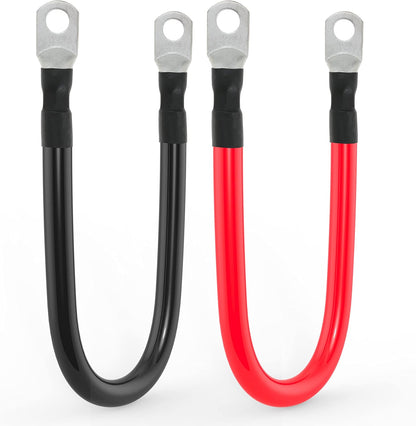 1/0 AWG Gauge Battery Cable Power Inverter Cables with 3/8 Inch lugs for Solar Marine RV Car Truck Tractor Motorcycle 2pcs (1FT)