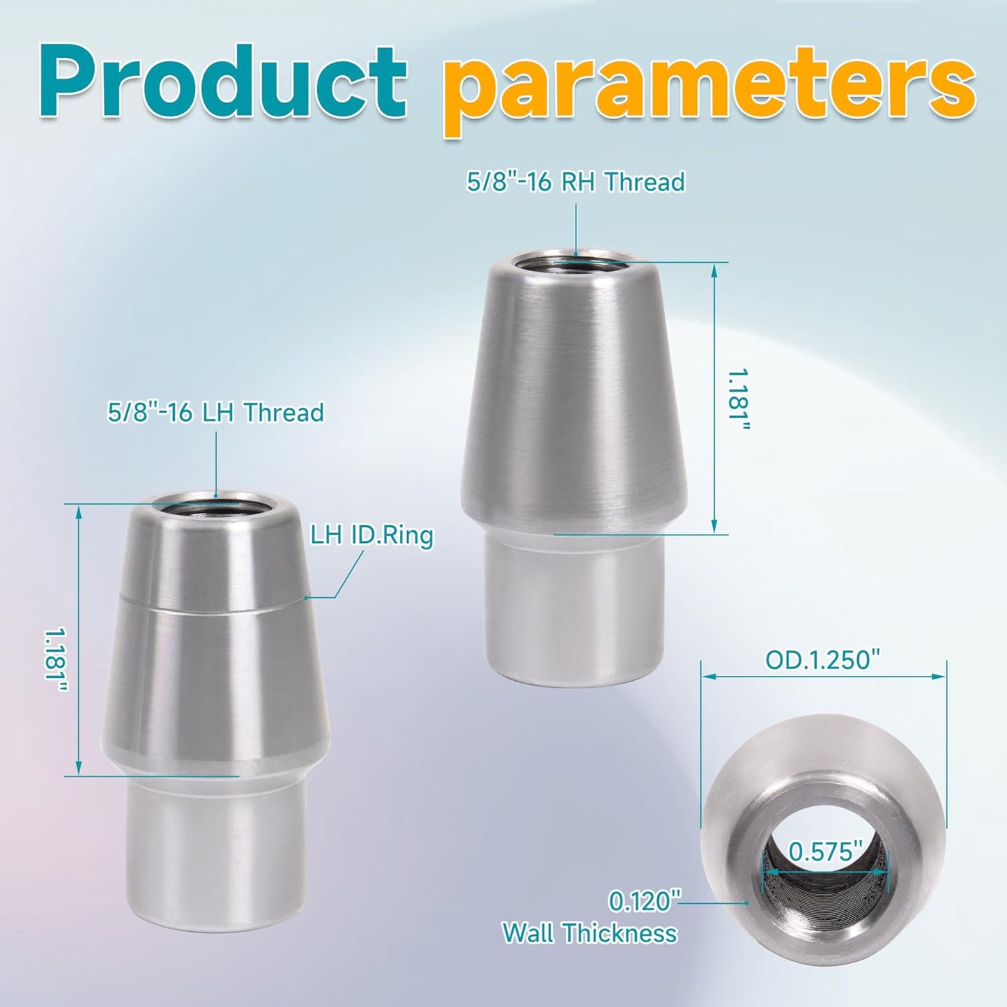 5/8" Heim Joints Rod End Kit Thread 0.625" Chromoly Heim Joints Suspension Kit Right and Left Hand Traction Bars Steering Kit with Round Tube Adapter Jam Nuts (2 set-5/8 inch)