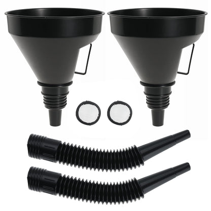 Wide Mouth Oil Funnel with Flexible Extension Nozzle Hose with Handle Mesh Screen Filter for Cars Motorcycles Engine Oil Kerosene Gasoline Gas Fuel Diesel Water Fluid Coolant Liquid