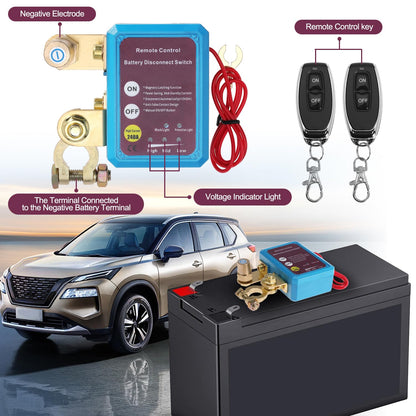Remote Battery Disconnect Switch 12V 240A Battery Kill Switch Anti-Theft Automatic Cut Shut Off Switch for Car Truck Boat RV ATV