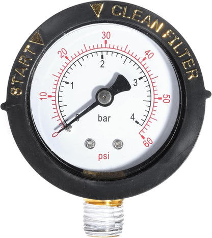 98209800 High Flow Manual Air Relief Valve Pool Filter Air Relief Valve for Predator Pool Filters with Clips O-Rings Gauge Plug Pressure Gauge 2PCS