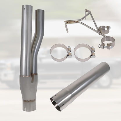Dual Exhaust Muffler Y-Pipe Kit for Dodge Ram 1500 Hemi Pickup Trucks 5.7L 2009-2019 with 3 inch Innet and 2.25 inch Outlet Y Pipe Muffler, Silver