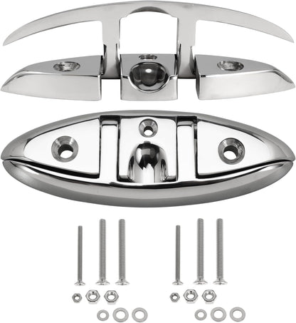316 Stainless Steel Boat Folding Cleats Flip-up Dock Cleat with Screws Marine Dock Rope Cleats Compatible with Kayak Yacht Pontoon Boat
