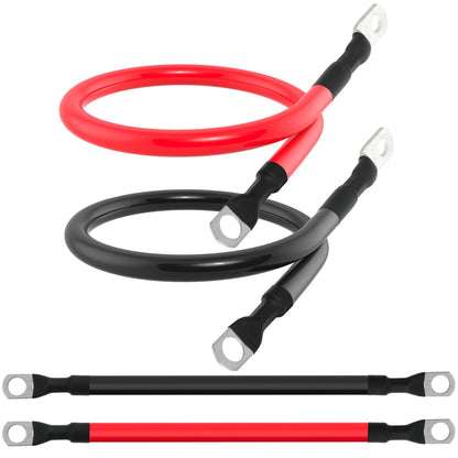 4 AWG Battery Cable 4 Gauge Battery Cables 4AWG Power Inverter Wires Cables with 3/8 inch Lugs for Solar Systems, RVs, Campers, Travel Trailers, Cars (1FT + 4FT)
