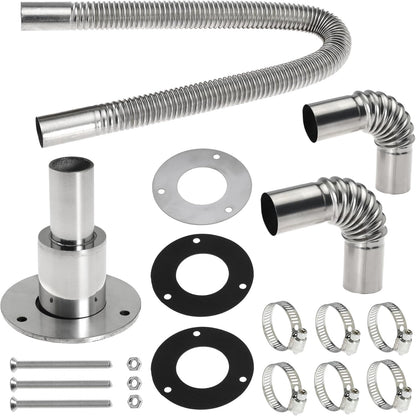 Diesel Heater Exhaust Kit - Exhaust Pipe, Straight Thru Hull Fitting and 24mm Elbow Tube Connector Set, Compatible with Webasto Eberspacher Heaters