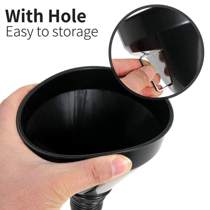 Wide Mouth Oil Funnel with Flexible Extension Nozzle Hose with Handle Mesh Screen Filter for Cars Motorcycles Engine Oil Kerosene Gasoline Gas Fuel Diesel Water Fluid Coolant Liquid Black 1PC (1)