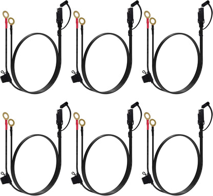 3.3FT 18AWG SAE Extension Cable, Battery Charger Cord 18 AWG, 2 Pin Quick Disconnect SAE to O Ring Terminal Harness Extension Cord for Solar Batteries Cars Motorcycles, 6pcs