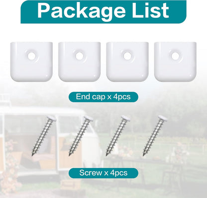 RV Trim End Caps for 1 Inch Vinyl RV Trim Molding Screw Covering Strip (White, 4pcs)