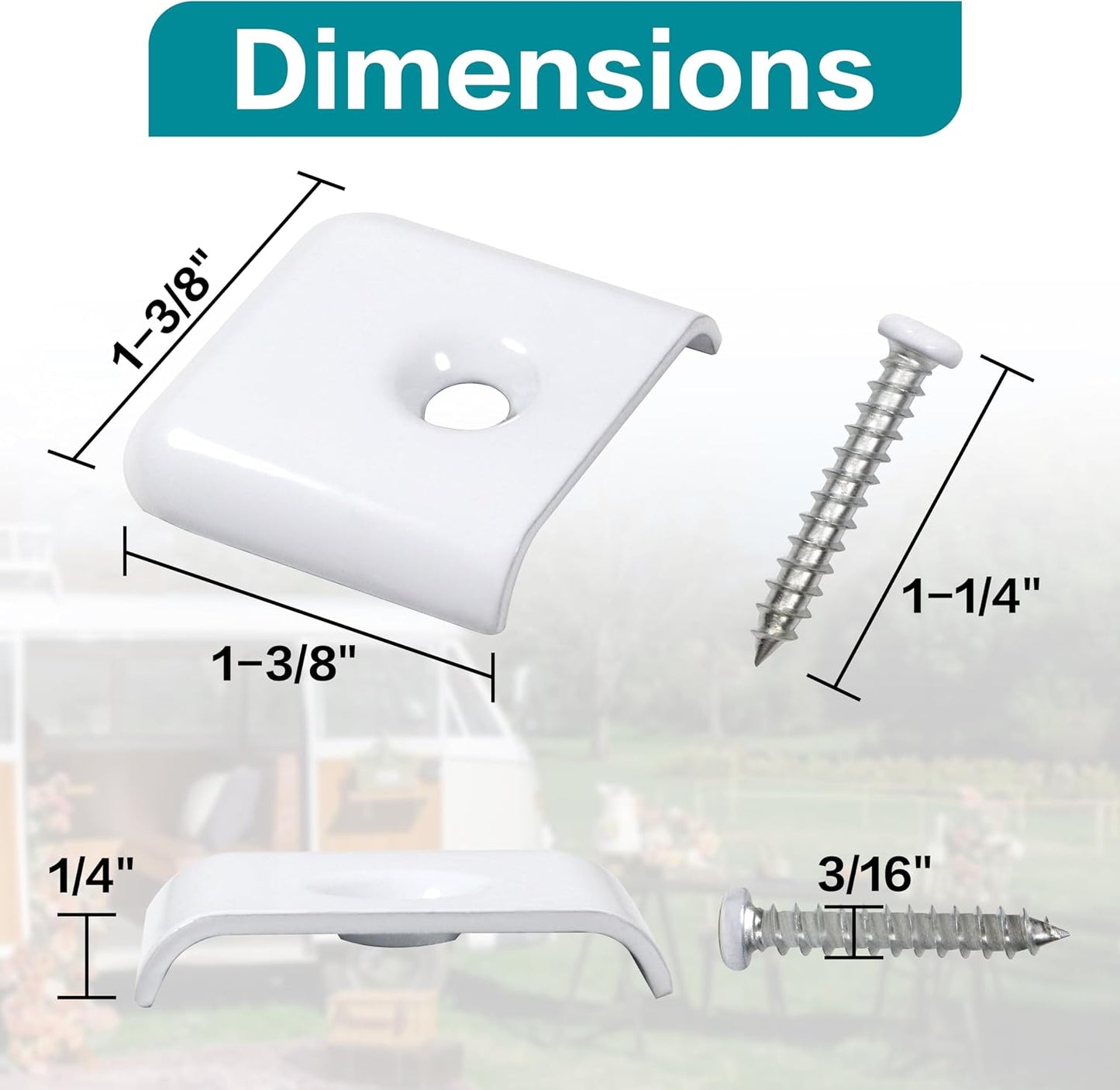 RV Trim End Caps for 1 Inch Vinyl RV Trim Molding Screw Covering Strip (White, 10pcs)