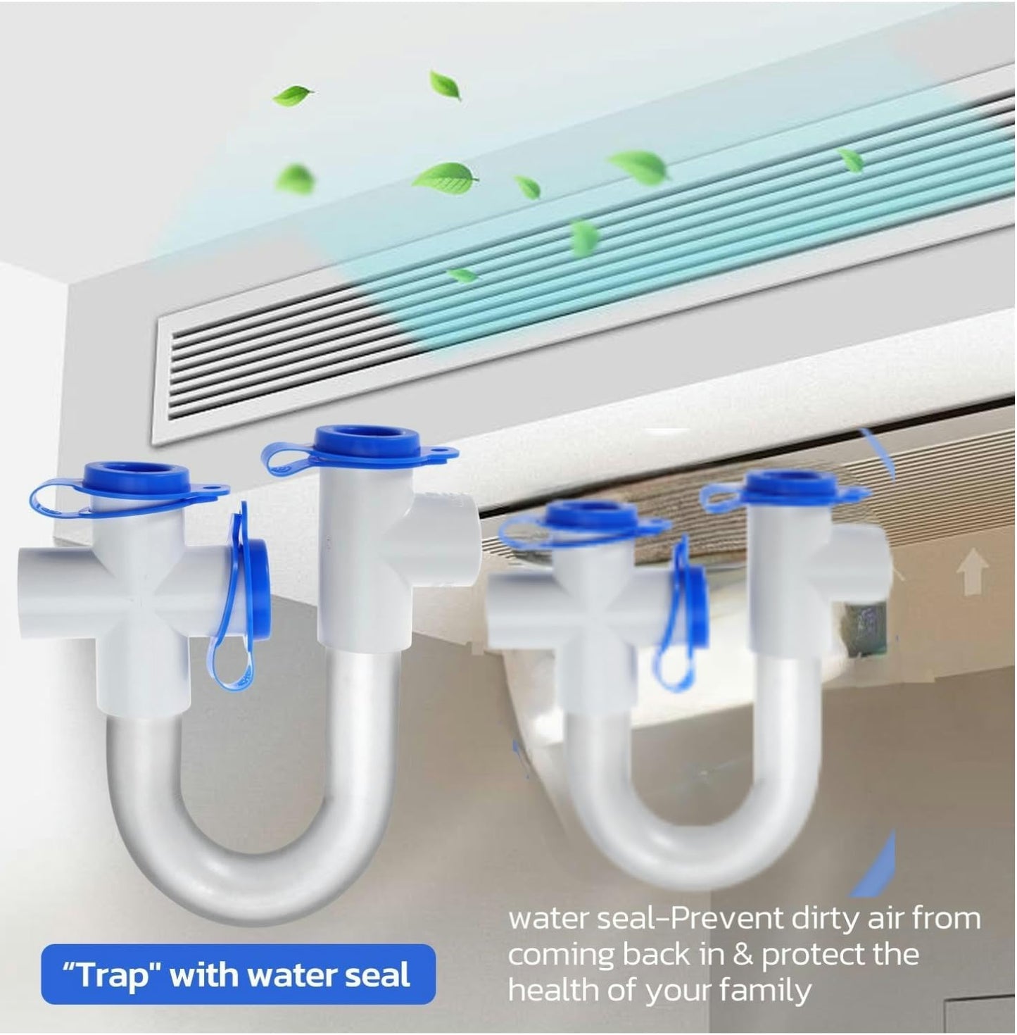 2PACK 3/4" Standard Condensate Trap U Trap for HVAC Systems, Air Conditioner with 19" Cleaning Brush
