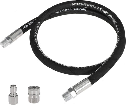 Pressure Washer Whip Hose Power Washer Jumper Hose for Pressure Washing with Steel Connector 3/8 Inch NPT Quick Connect Plug Hose Reel Connector Hose, 4000 PSI, 8FT, 1PCS