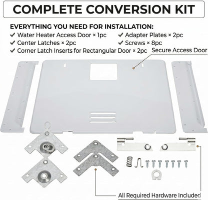 Water Heater Door Conversion Kit for Dometic Fits WH-6GEA WH-6GA WH-9GEA Compatible with Atwood GC6AA-10E 6 Gallon Older Openings