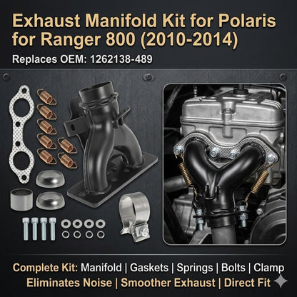 1262138-489 Exhaust Manifold with Exhaust Pipe Donut Gasket Seal Spring Kit for Polaris for Ranger 800 for Polaris for Ranger for Crew HD XP 800 2010 2011 2012 2013 2014