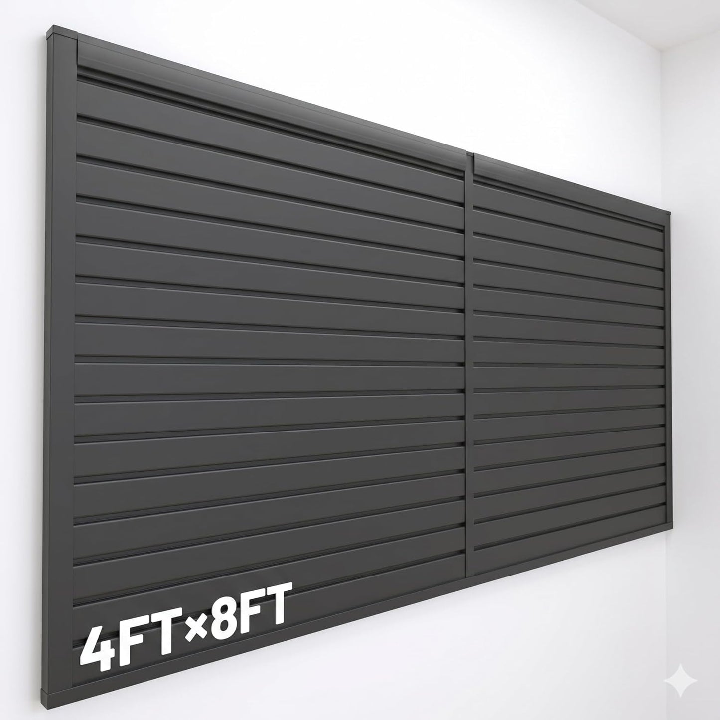 4x4FT Slat Wall Panels Garage Wall Organizer Tool Organizer Slat Board PVC Wall Panels Black Slatwall Garage Storage (Black, 4FTx4FT)