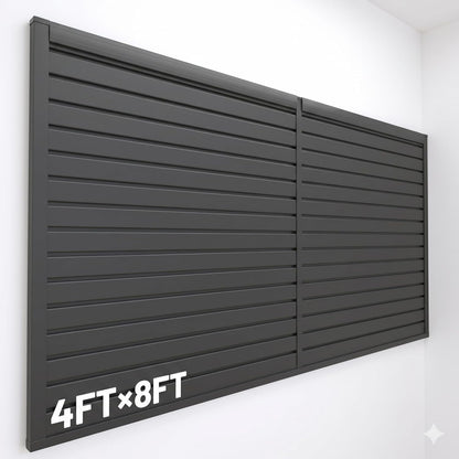 4x4FT Slat Wall Panels Garage Wall Organizer Tool Organizer Slat Board PVC Wall Panels Black Slatwall Garage Storage (Black, 4FTx4FT)