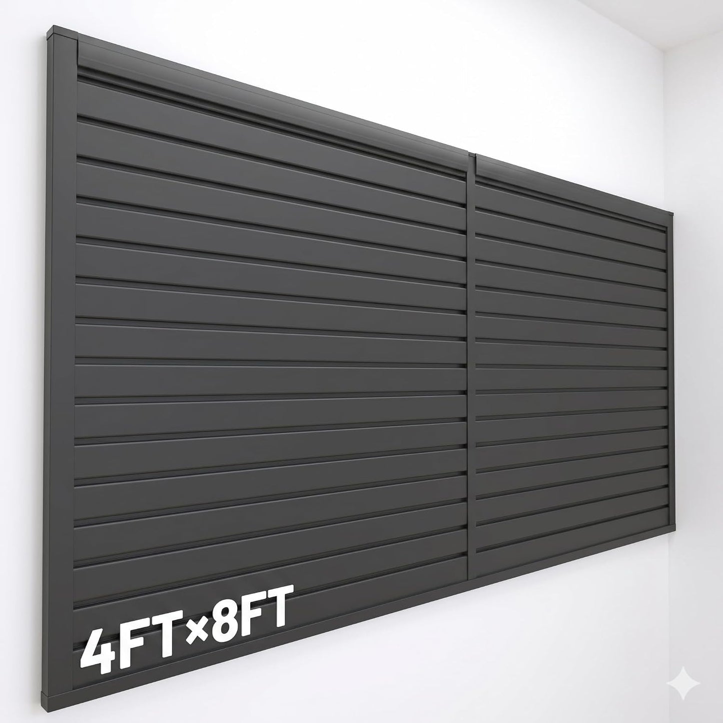 8x4 FT Slat Wall Panels Garage Wall Organizer Tool Organizer Slat Board PVC Wall Panels Black Slatwall Garage Storage(Black, 8FTx4FT)