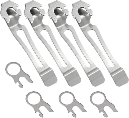 Quick-Release Pocket Clips + Lanyard Ring Set Stainless Steel Quick Release Multi-Tool Pocket Clip (6)