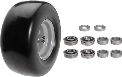 13x6.50-6" Lawn Mower Flat Free Front Wheel Tire, Solid Smooth Tire for Cub Cadet for Toro Zero Turn Lawn Mower with 5.5"-7.5" Center Hub and 3/4" 5/8" 1/2" Precision Bearings (Silver-1pc)