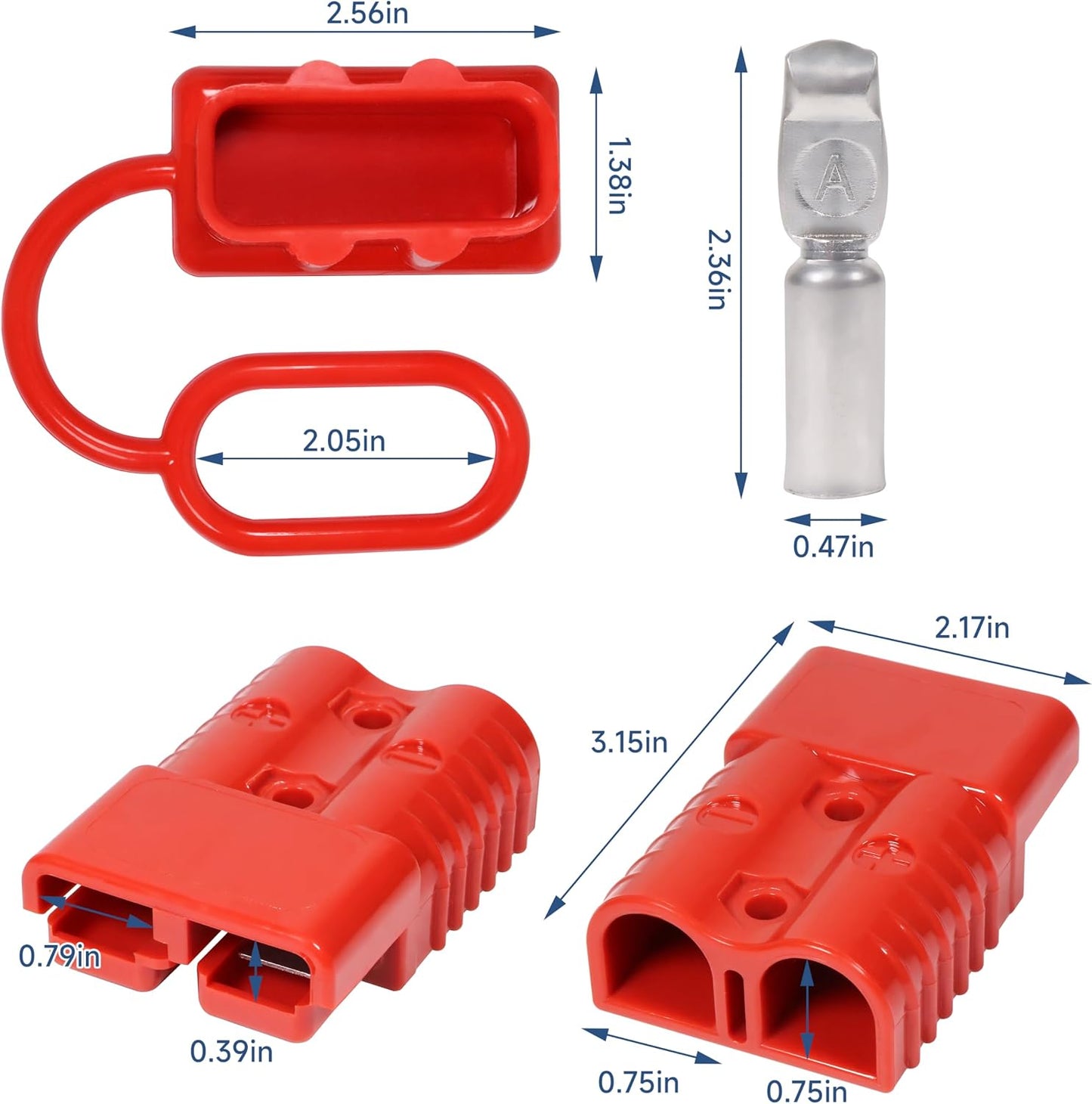 175A 600V Battery Quick Connect Disconnect Connectors 1/0 AWG Wire Harness Cable Plug Kit 2pack, Red