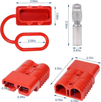 175A 600V Battery Quick Connect Disconnect Connectors 1/0 AWG Wire Harness Cable Plug Kit 2pack, Red