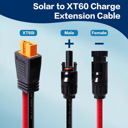 12AWG 10FT Solar to XT60i Charge Extension Cable for Solar Panels Portable Power Stations