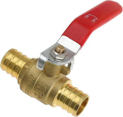 3/4" 3/4 Inch Brass Shut off Ball Valve Fit Both Ends for PEX Tubing, PEX Barb - Full Port Water Stop for Hot & Cold, 10 Pcs