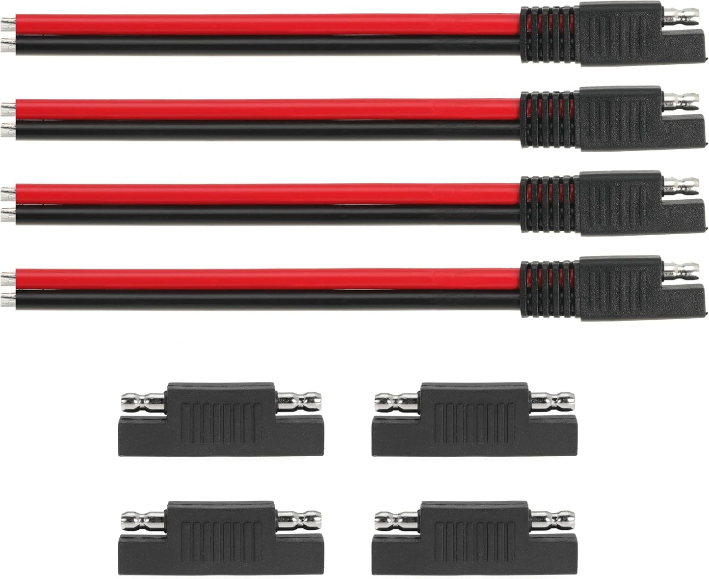 1FT 10AWG SAE Extension Cable, 10 Gauge SAE Connector Cable 10 AWG 2 Pin Quick Disconnect for Solar RV Automotive, 4PCS