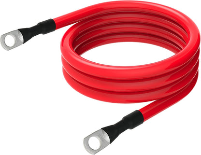 4 AWG Battery Cable 4AWG Gauge Pure Copper Battery Inverter Cables with 3/8 in Lugs Both Ends Power Inverter Wire Set for Automotive Solar Marine Boat RV Car Motorcycle Red and Black (6ft)