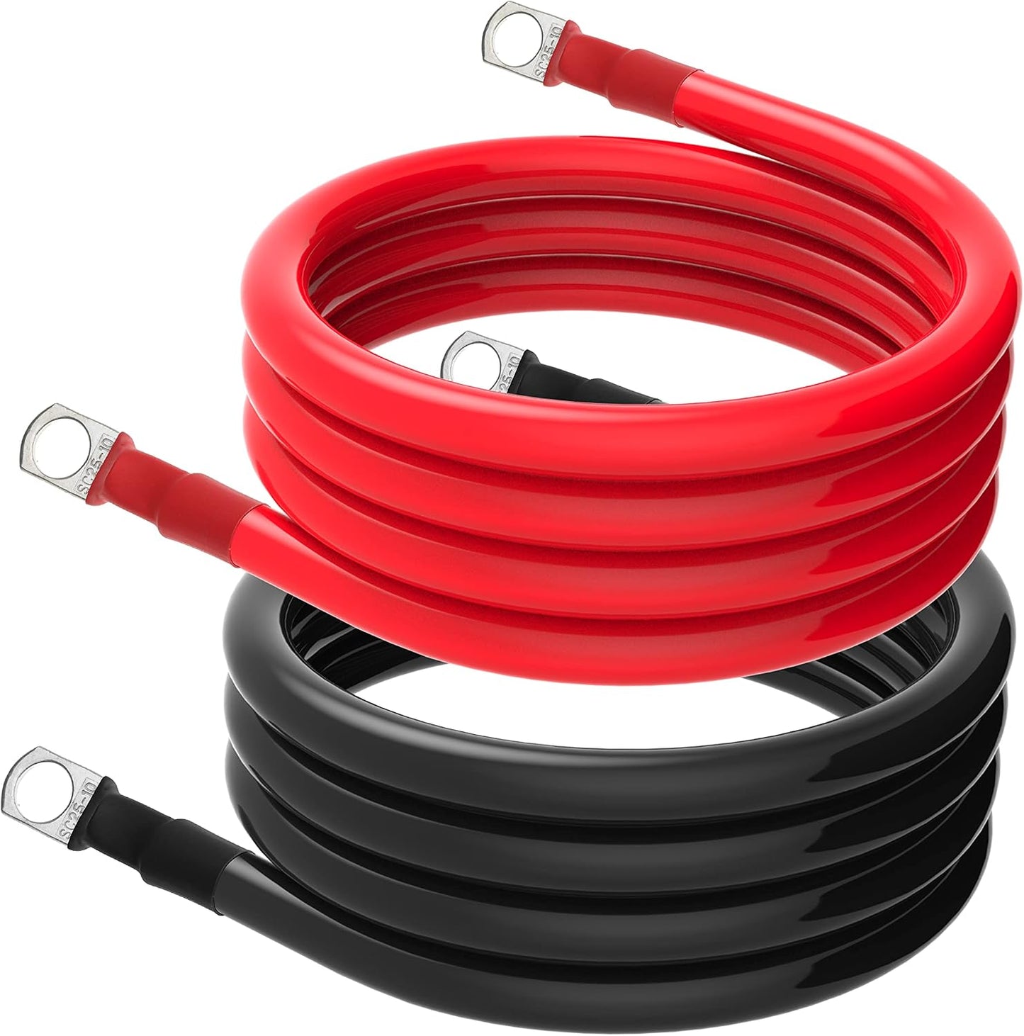 4 AWG Battery Cable 4 Gauge Battery Wires with 3/8 terminals Power Inverter Cables for Solar Boat Marine RV Car (5FT, 1 red+1 black cable)