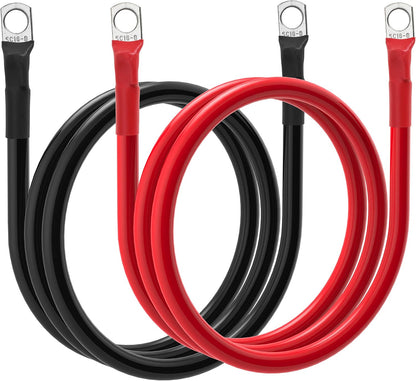 6 AWG Battery Cable 6 Gauge Battery Wires with 5/16 terminals Power Inverter Cables for Solar Boat Marine RV Car (5FT, with 3/8"+5/16" Top Post Set)