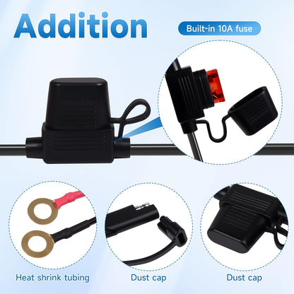 1.5FT 18AWG SAE Extension Cable, SAE Battery Charger Cord 18 AWG, 2 Pin Quick Disconnect SAE to O Ring Terminal Harness Extension Cord for Solar Batteries Cars Motorcycles, 6pcs